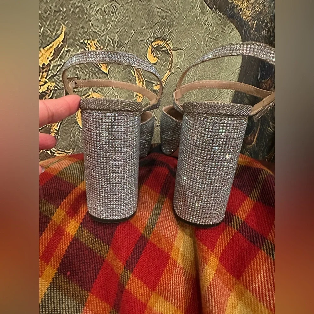 NWOT MIX No. 9.5 rhinestone crystal platform heels shoes with ankle strap